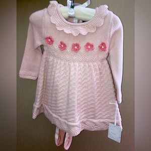 Tahari sweater dress and tights 3-6 mos